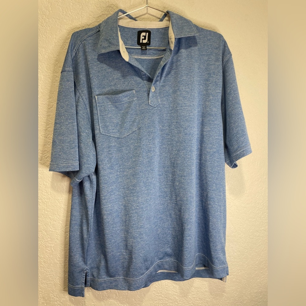 FOOTJOY Heather Blue Golf Polo Shirt Size large